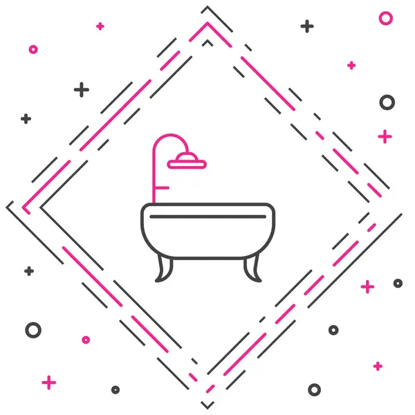 Line Bathtub Icon Isolated White Background Colorful Outline Concept Vector — Stock Vector