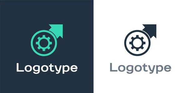 Logotipo Engranaje Flechas Como Icono Concepto Proceso Flujo Trabajo Aislado — Vector de stock