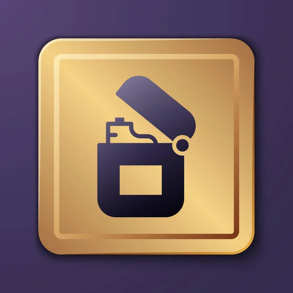Icono Del Encendedor Púrpura Aislado Sobre Fondo Púrpura Botón Cuadrado — Vector de stock
