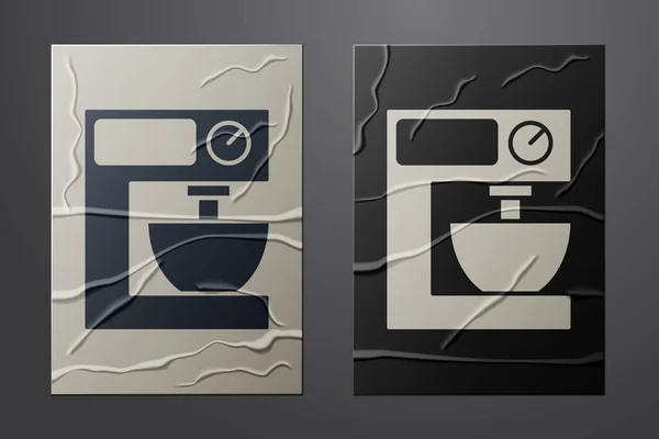 Иконка White Electric Изолирована Измельченном Бумажном Фоне Блендер Кухни Бумажный — стоковый вектор