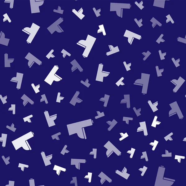 Beyaz klozet ikonu mavi arka planda izole edilmiş kusursuz desen. Vektör.