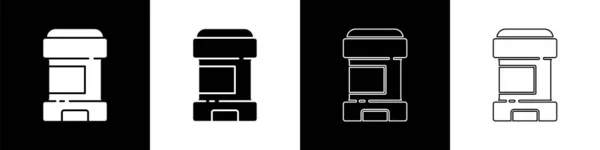 Definir Ícone Rolo Desodorante Antitranspirante Isolado Fundo Preto Branco Cosmético —  Vetores de Stock