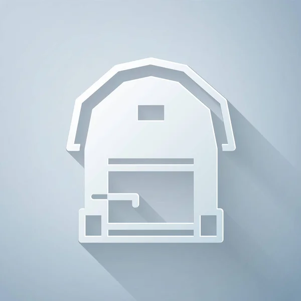 Papiergeschnittenes Bauernhaussymbol Isoliert Auf Grauem Hintergrund Papierkunst Vektor — Stockvektor