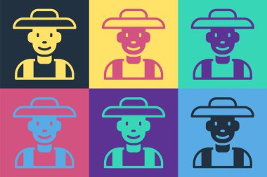 Arka planda izole edilmiş şapka ikonundaki pop sanatçısı. Vektör.