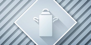 Gri arkaplanda süt ikonu için kağıt kesiği kutusu izole edildi. Kağıt sanatı tarzı. Vektör.