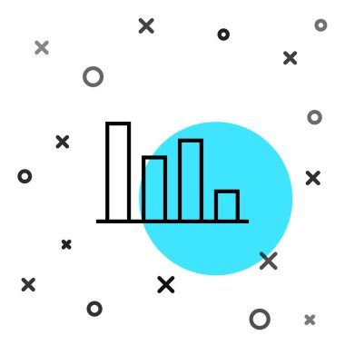 Beyaz arkaplanda siyah çizgi pasta grafiği bilgi simgesi izole edildi. Diyagram çizelgesi. Rastgele dinamik şekiller. Vektör İllüstrasyonu.