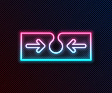 Parlayan neon hattı Akne simgesi siyah arkaplanda izole edildi. Deride iltihaplı sivilce. Tıkanmış gözenekteki sebum bir bakterinin büyümesini teşvik ediyor. Vektör.