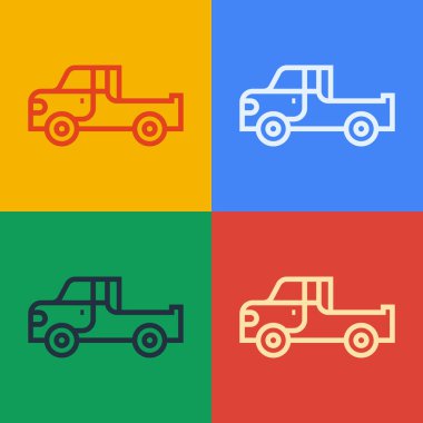 Pop sanat eseri kamyonet ikonu renk arkaplanında izole edildi. Vektör.