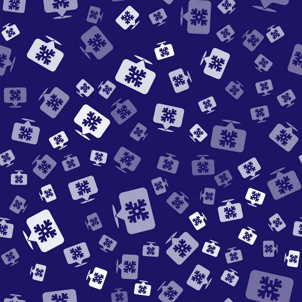 Λευκή Νιφάδα Χιονιού Εικονίδιο Φούσκα Ομιλία Απομονωμένη Αδιάλειπτη Μοτίβο Μπλε — Διανυσματικό Αρχείο