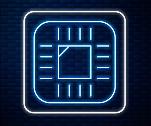 Leuchtender Neon Line Computer Prozessor Mit Mikroschaltungen Cpu Symbol Isoliert — Stockvektor