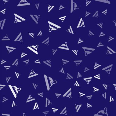 Beyaz Avcı şapka ikonu mavi arka planda izole edilmiş kusursuz desen. Ekose kış şapkası. Vektör.