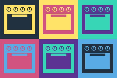 Pop Art Oven simgesi renk arkaplanında izole edildi. Fırın tabelası. Vektör.