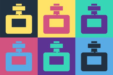 Pop Art Parfüm ikonu renk arkaplanında izole edilmiş. Vektör.