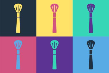 Pop Art Makyaj Fırçası simgesi renk arkaplanında izole edildi. Vektör.