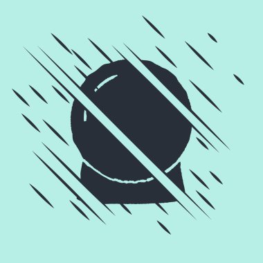 Yeşil arkaplanda siyah sihirli top simgesi izole edildi. Kristal küre. Arıza tarzı. Vektör.