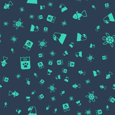 Kartal kafası, balık, yiyecek torbası ve kaplumbağayı düzgün bir şekilde yerleştir. Vektör.