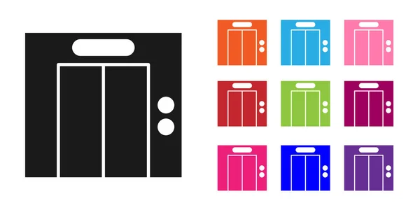Black Lift Icon Isolated White Background Elevator Symbol Set Icons — Stock Vector