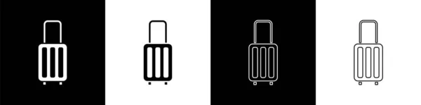 Set Koffer Für Reisesymbol Isoliert Auf Schwarz Weißem Hintergrund Reisegepäckzeichen — Stockvektor