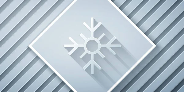 Χαρτί Έκοψε Εικονίδιο Snowflake Απομονωμένο Γκρι Φόντο Καλά Χριστούγεννα Και — Διανυσματικό Αρχείο