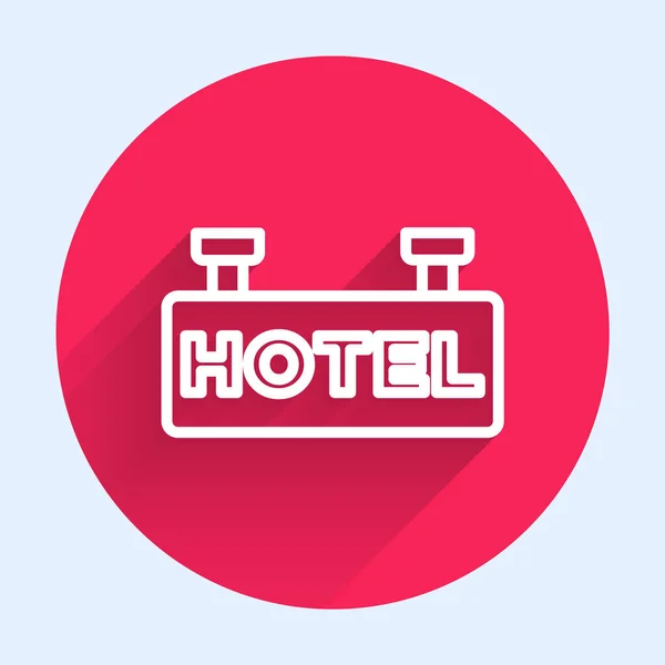 Weiße Linie Außenwerbung Mit Text Hotel Symbol Isoliert Mit Langem — Stockvektor