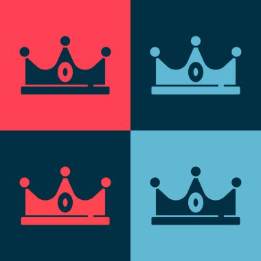 Pop Art King Taç simgesi renk arkaplanında izole edildi. Vektör.