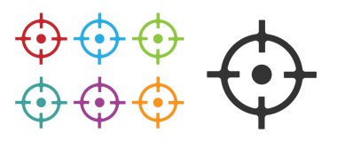 Siyah Hedef spor simgesi beyaz arkaplanda izole edildi. Atış mesafesi ya da atış mesafesi için sayıları olan temiz bir hedef. Simgeleri renklendirin. Vektör.