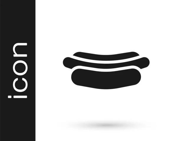 Grijze Hotdog Sandwich Pictogram Geïsoleerd Witte Achtergrond Worstpictogram Fastfood Bord — Stockvector