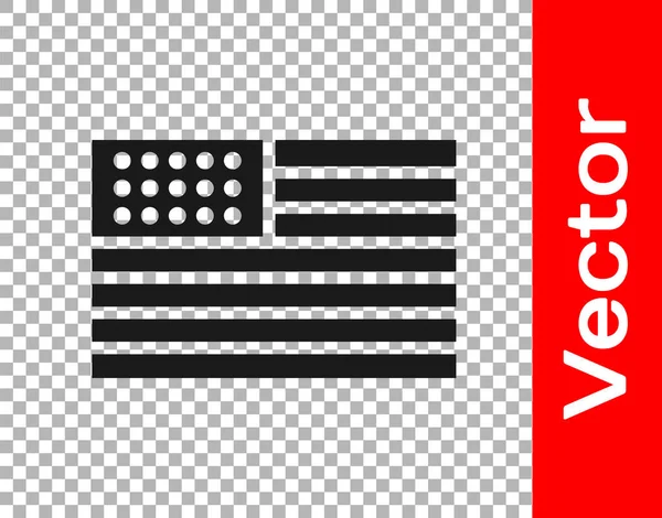 Ícone Preto Bandeira Americana Isolado Fundo Transparente Bandeira Dos Eua — Vetor de Stock