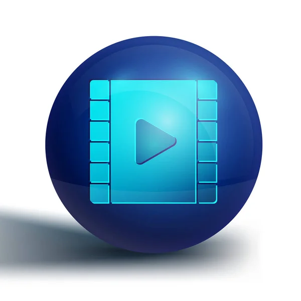 Blue Play Icône Vidéo Isolée Sur Fond Blanc Bande Film — Image vectorielle