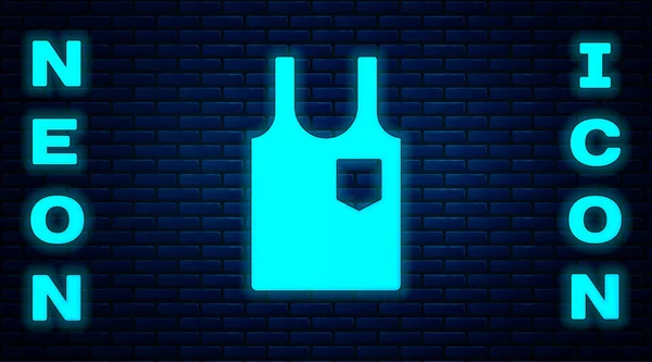 Gloeiende Neon Sleeveless Shirt Icoon Geïsoleerd Bakstenen Muur Achtergrond Vector — Stockvector