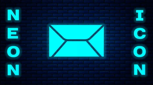 Leuchtende Neon Umschlag Symbol Isoliert Auf Backsteinwand Hintergrund Mail Nachricht — Stockvektor