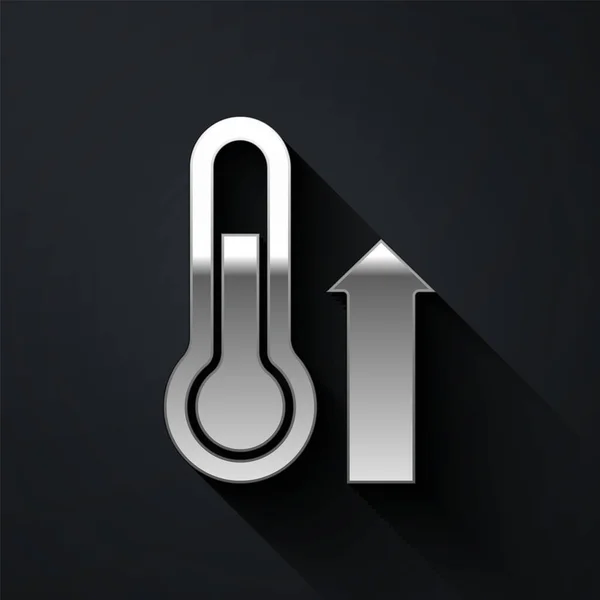 Silbernes Thermometer Messsymbol Isoliert Auf Schwarzem Hintergrund Thermometer Die Heißes — Stockvektor