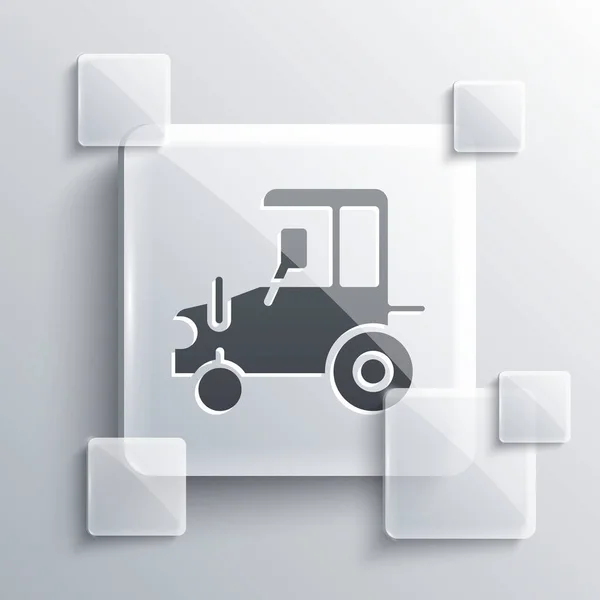 Icône Tracteur Gris Isolé Sur Fond Gris Panneaux Carrés Verre — Image vectorielle