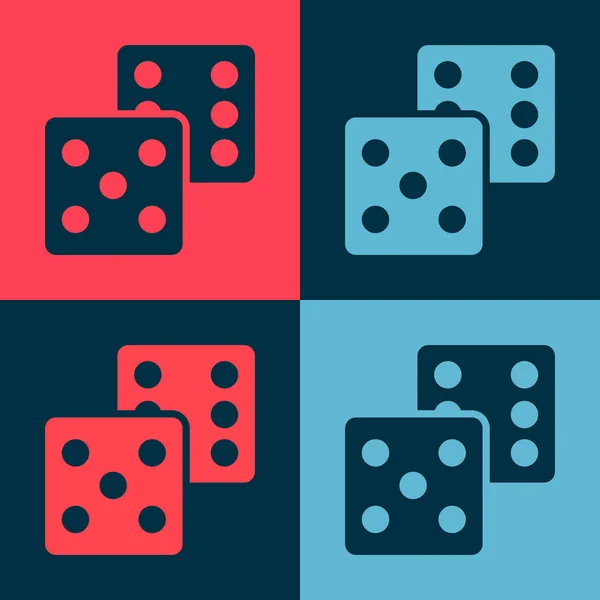 Pop Art Icono Dados Juego Aislado Fondo Color Juego Casino — Vector de stock