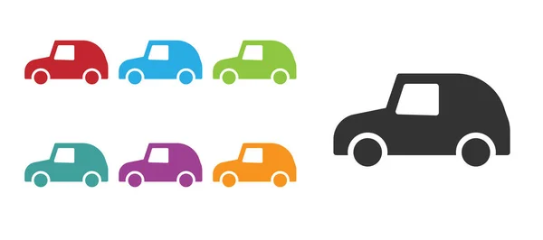 Juguete Negro Coche Icono Aislado Sobre Fondo Blanco Establecer Iconos — Vector de stock