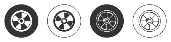 黑色圆形木制盾牌图标隔离在白色背景上 警卫概念 圆形按钮 — 图库矢量图片