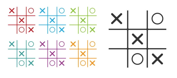 Icône Jeu Black Tic Tac Toe Isolé Sur Fond Blanc — Image vectorielle