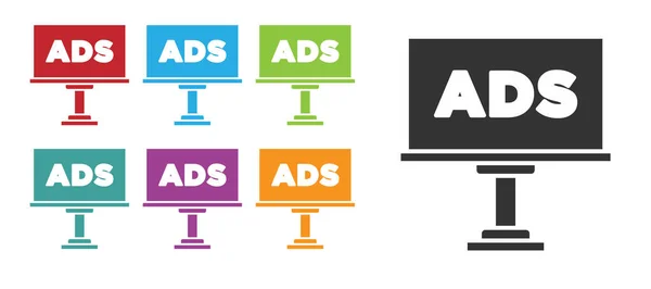 Ікона Чорна Реклама Ізольована Білому Тлі Концепція Маркетингу Просування Рекламна — стоковий вектор