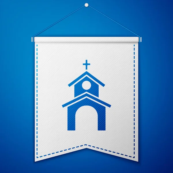 Blue Church Building Icon Isolated Blue Background Christian Church Religion — Stock Vector