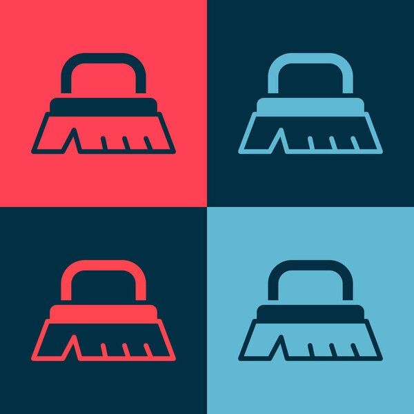 Кисть поп-арт для очистки иконки изолированы на цветном фоне. Вектор.