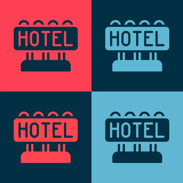 Pop Art Schilder Außenwerbung Mit Text Hotel Symbol Isoliert Auf — Stockvektor