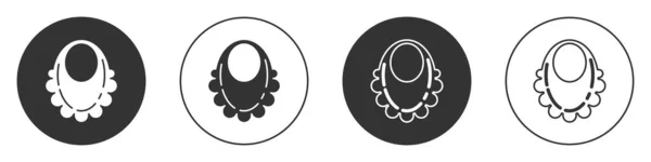 黑色婴儿围裙图标孤立在白色背景 圆形按钮 — 图库矢量图片