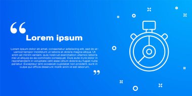 Beyaz çizgi Stopwatch simgesi mavi arkaplanda izole edildi. Zaman göstergesi. Kronometre işareti. Vektör İllüstrasyonu.