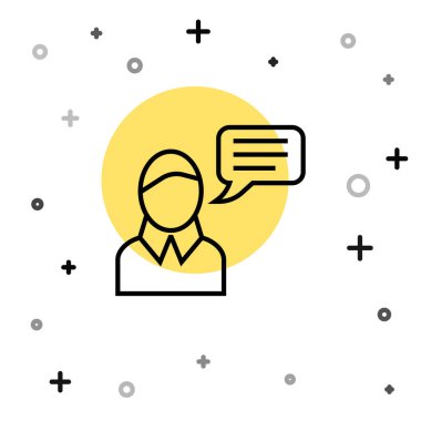 Siyah çizgi konuşma balonu sohbet simgesi beyaz arkaplanda izole edildi. İleti simgesi. İletişim ya da yorum sohbet sembolü. Rastgele dinamik şekiller. Vektör.