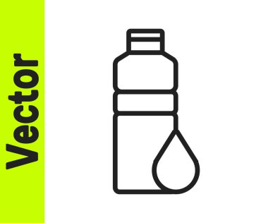 Beyaz arkaplanda siyah çizgi fitness sallama simgesi izole edildi. Su ve protein kokteylleri için kapaklı spor karıştırıcı şişesi. Vektör.