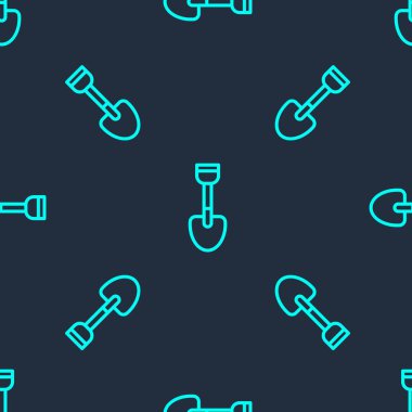 Yeşil çizgi kürek oyuncak ikonu mavi arka planda kusursuz desen izole etti. Vektör.