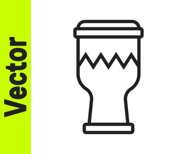 Siyah çizgi Drum simgesi beyaz arkaplanda izole edildi. Müzik işareti. Müzik aleti sembolü. Vektör.