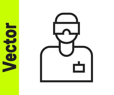 Siyah çizgi labaratuar yardımcı simgesi beyaz arkaplanda izole edildi. Vektör.