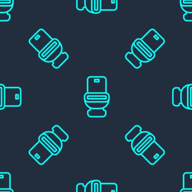 Yeşil çizgi tuvalet klozeti ikonu mavi arka planda izole edilmiş pürüzsüz desen. Vektör.