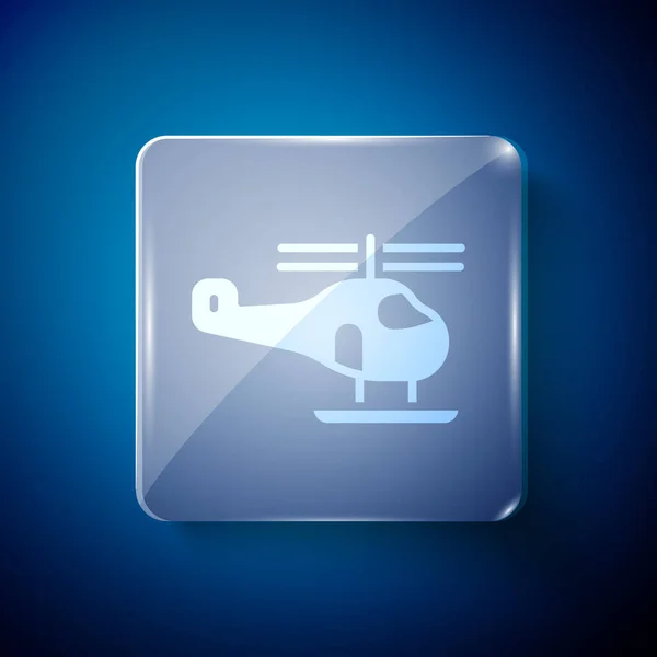 화이트 헬리콥터의 아이콘은 파란색 배경에 분리되었다 Vector — 스톡 벡터